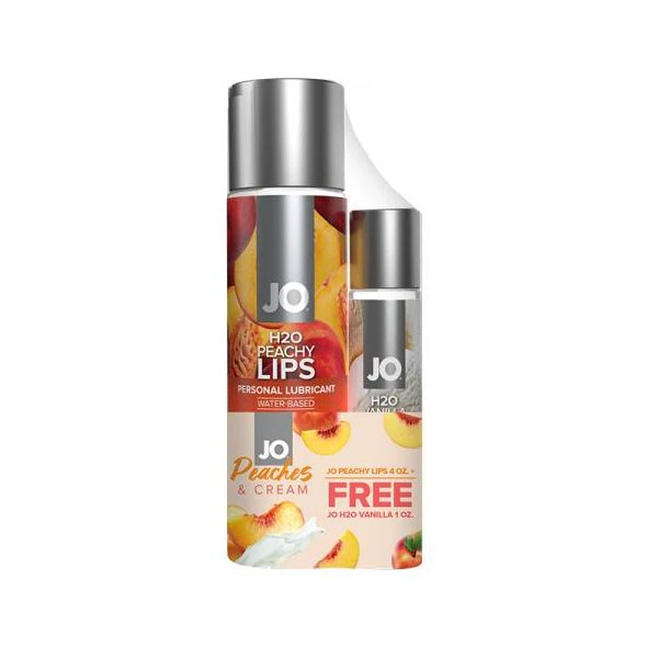 Jo H2o Flavored Lubricant 2 Pack: Peaches Lips 4 Oz. & Vanilla Cream 1 Oz.