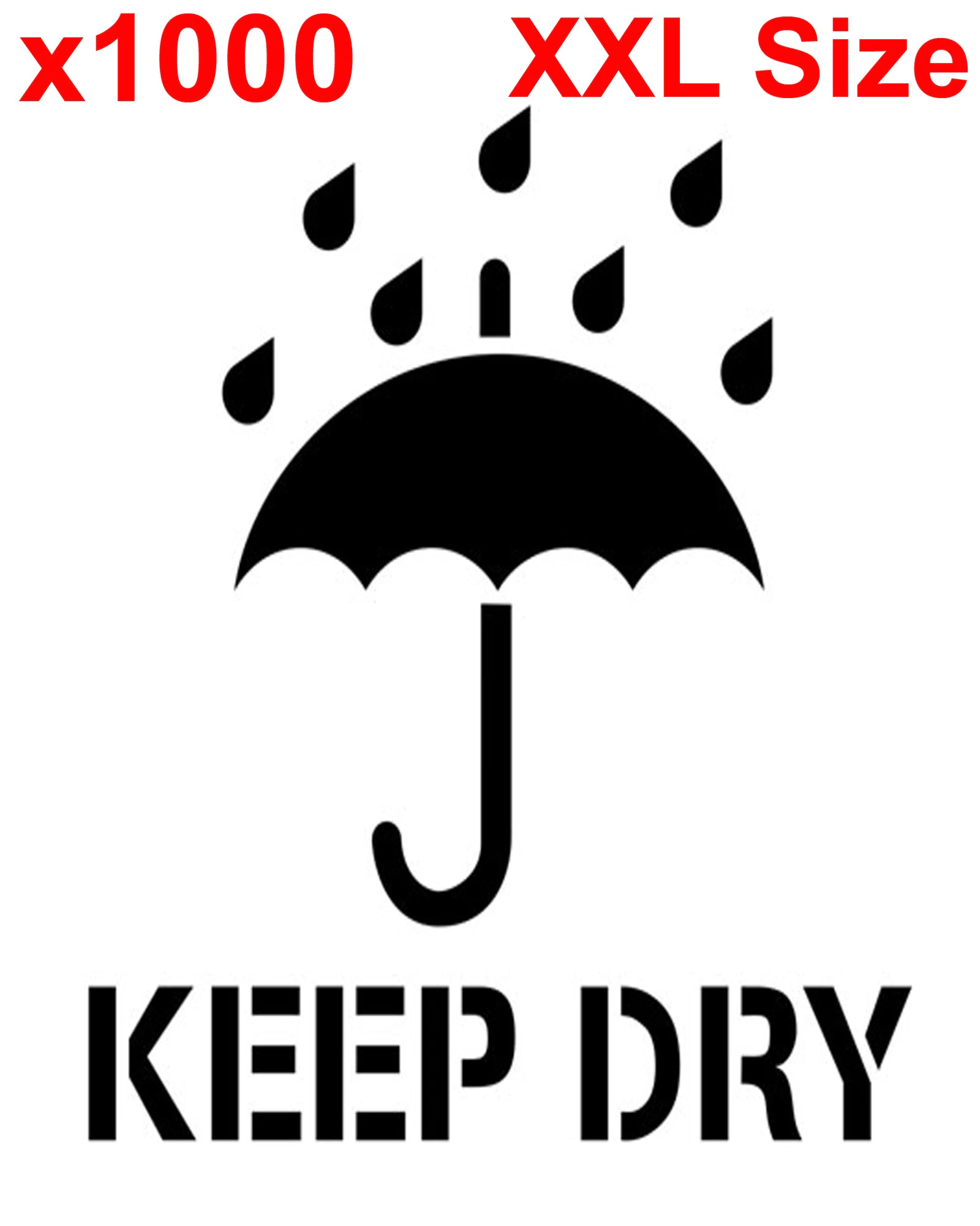 XXL KEEP DRY UMBRELLA label adhesive warning sticky sticker 100x150mm - 1000