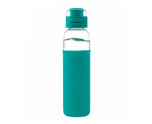 Soma Glass Water Bottle w/ Sport Cap V2 Aqua, 17 Oz