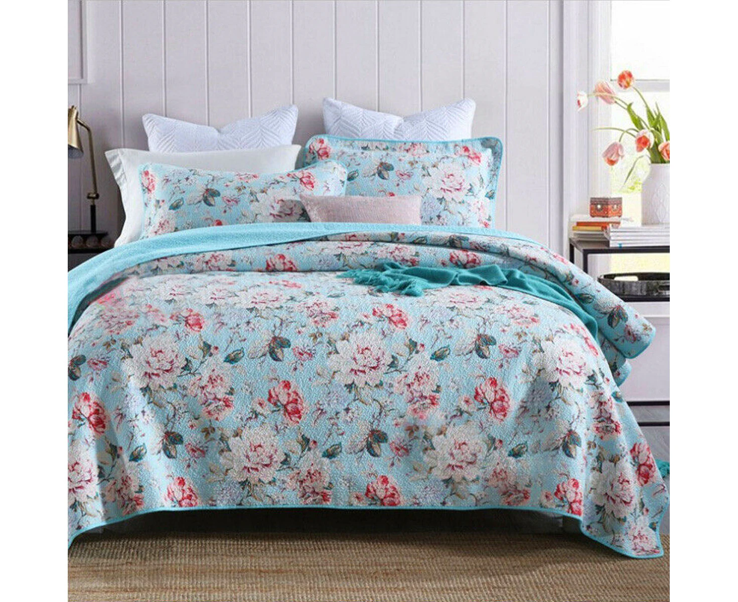 100% Cotton Lightly Quilted Coverlet Set Tioman Queen 230 x 250 cm