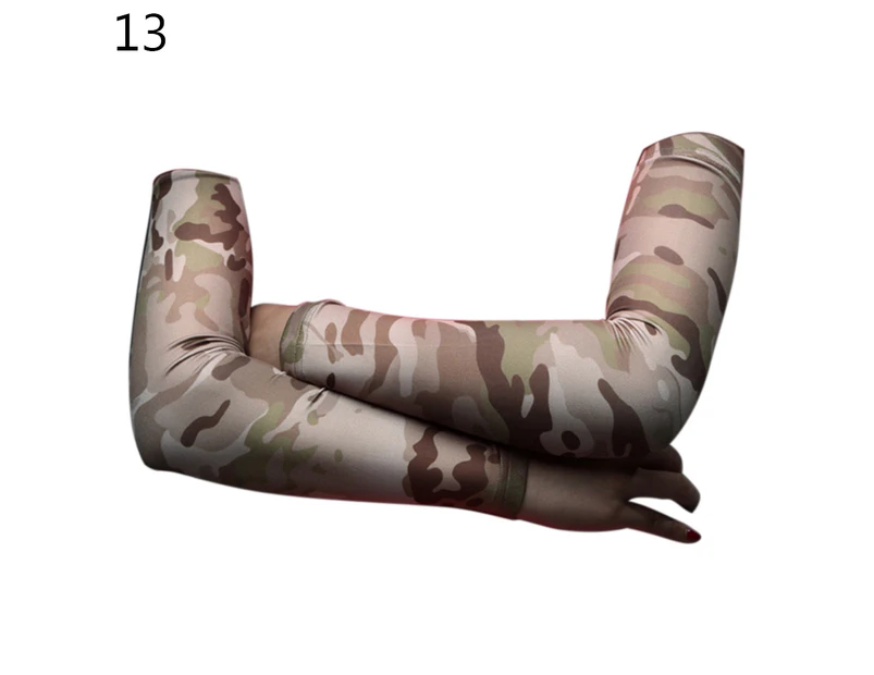 1 Pair Outdoor Sports Camouflage Anti-UV Elastic Cooling Compression Arm Sleeves-13#