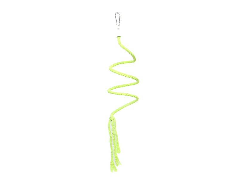 Parrot Climbing Toy Spiral Shape Bite Resistant Bright Color Tassel Design Relieve Stress Lightweight Parrot Bird Chewing Climbing Swing Rope Toy-Green