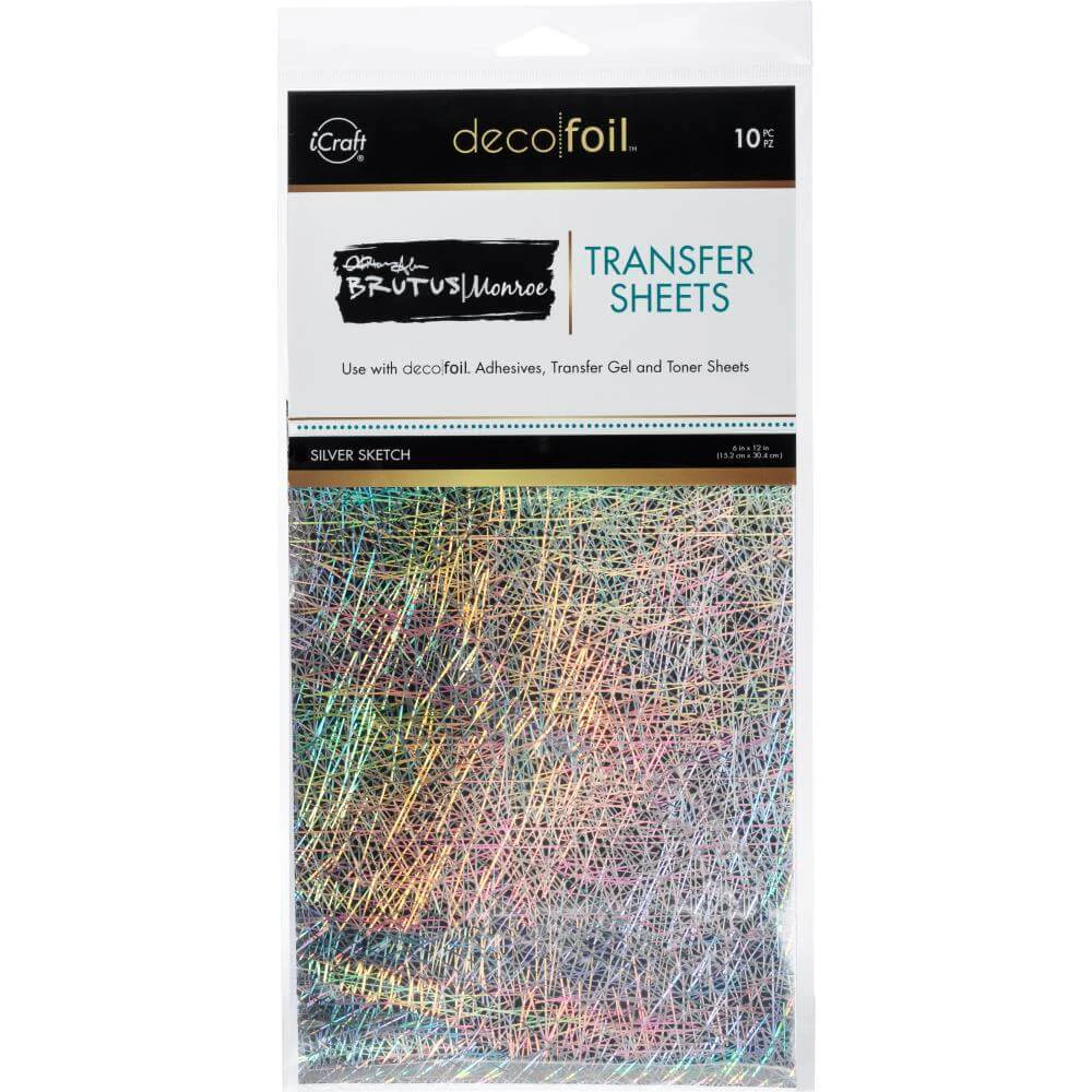 Brutus Monroe Deco Foil Transfer Sheets 6"X12" (10/Pkg) - Silver Sketch