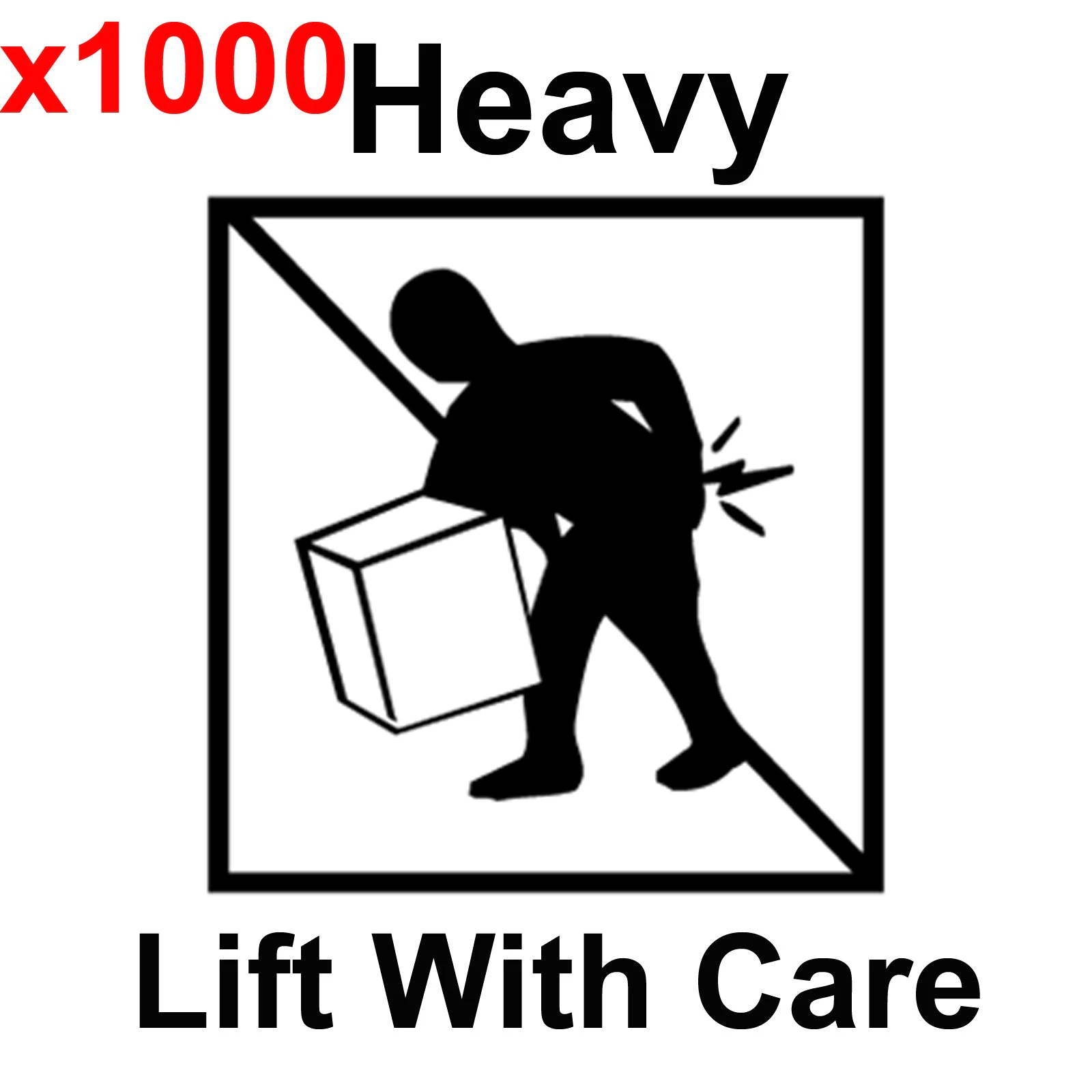 HEAVY LIFT WITH CARE Large label adhesive warning mailing sticky sticker 61x49mm - 1000