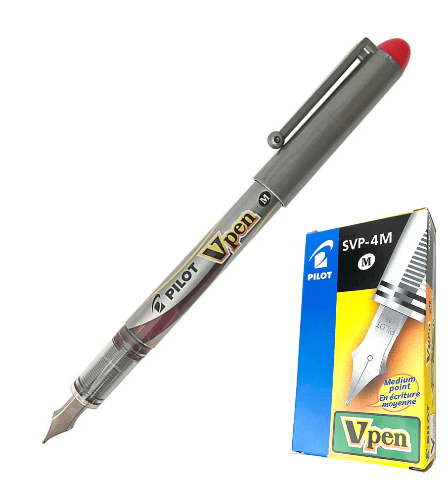 Pilot Disposable Fountain V Pen Red Box 12