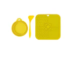 3Pcs Dog Feeding Set Silicone Pet Slow Feeder Lick Mat with Can Lids and Spoon Yellow