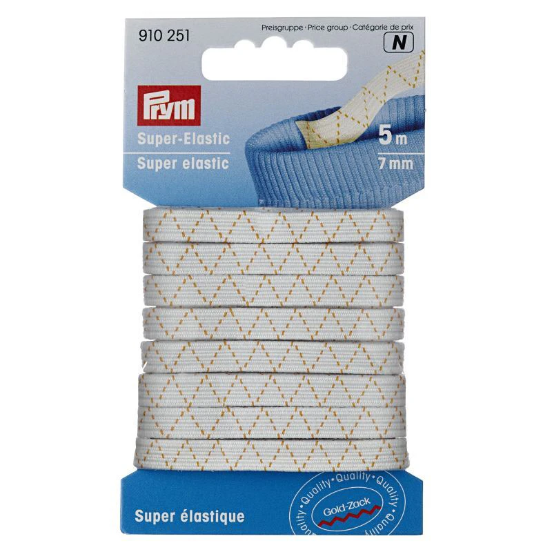 Super Elastic 7mm x 5m White by Prym