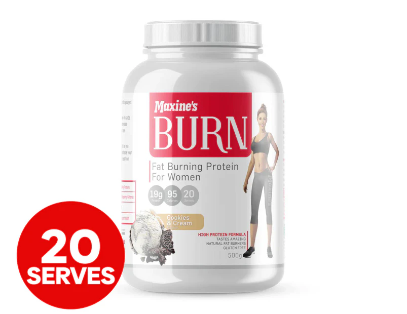 Maxine's Burn Protein Powder Cookies & Cream 500g / 20 Serves