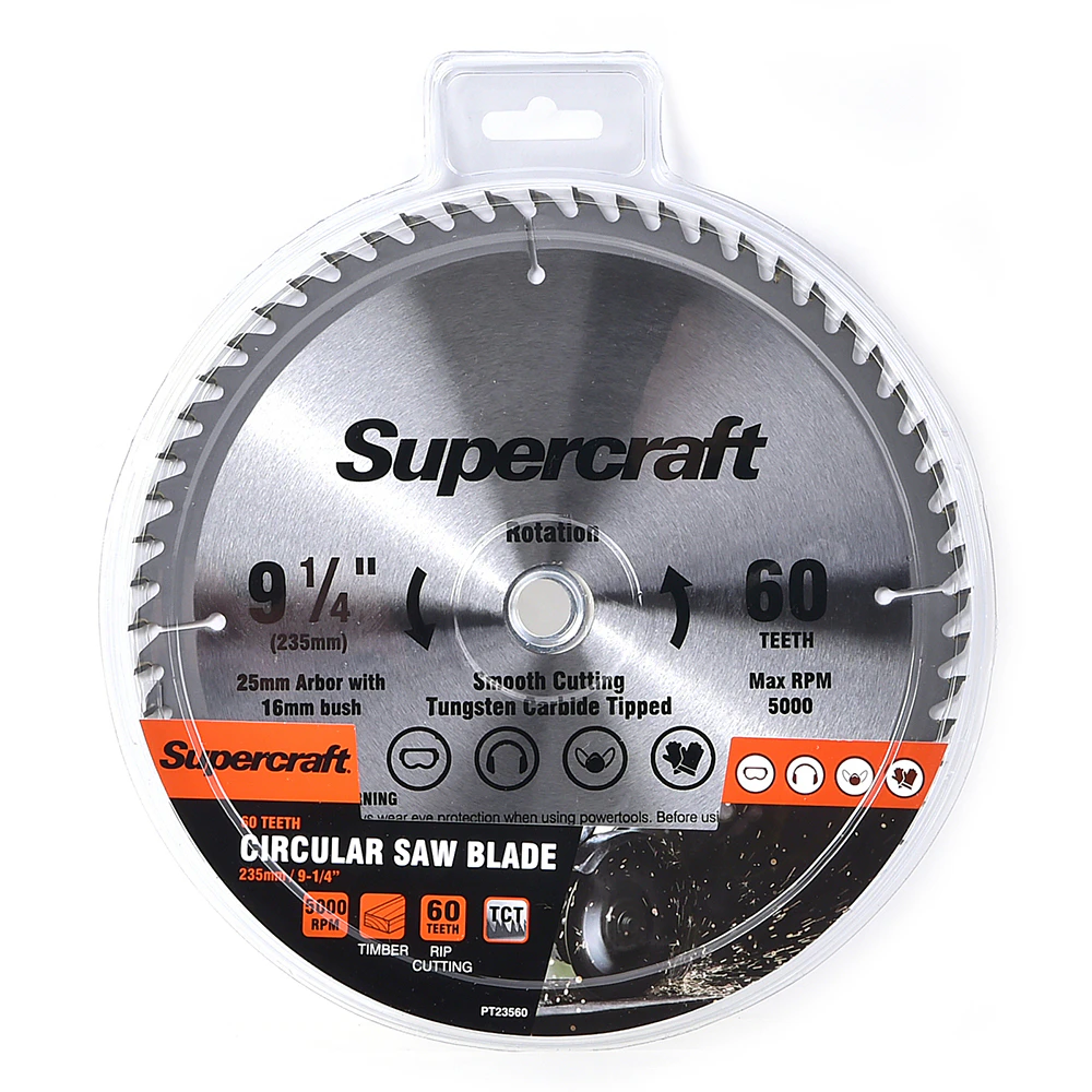 Supercraft Circular Saw Blade Tungsten-Carbide Tip 235mm/ 9-1/4'' 60 Tooth