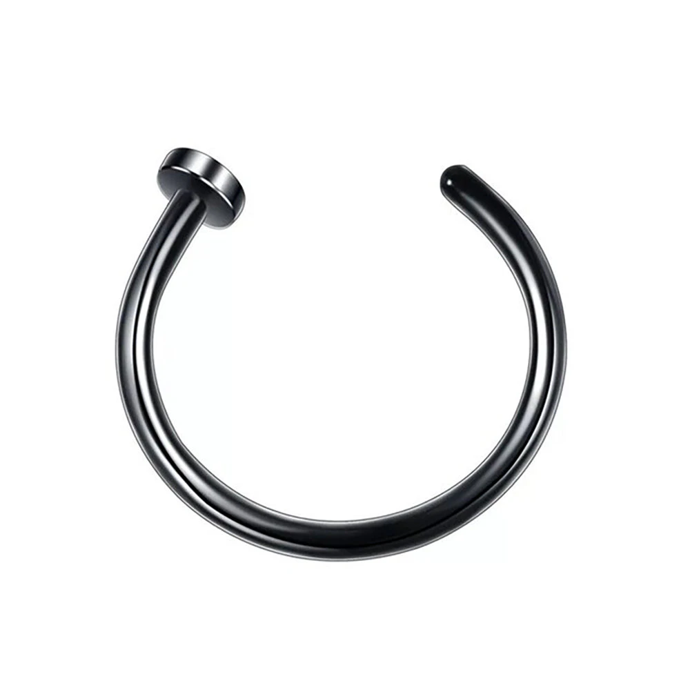 Surgical Steel Open Lip Ear Nose Ring Hoop Small Thin Earrings Body Piercing - Black