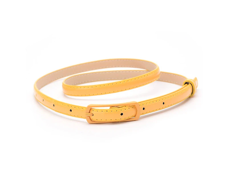 Belt Thin Style Adjustable Faux Leather Women Waist Belt for Daily Wear-Yellow