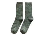 Autumn Winter Warm Unisex Solid Color Elastic Breathable Middle Tube Crew Socks-Dark Green. - Dark Green.