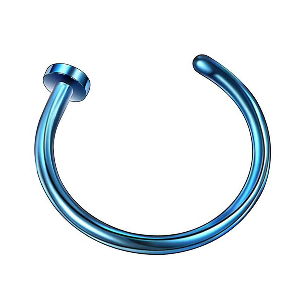 Surgical Steel Open Lip Ear Nose Ring Hoop Small Thin Earrings Body Piercing - Blue