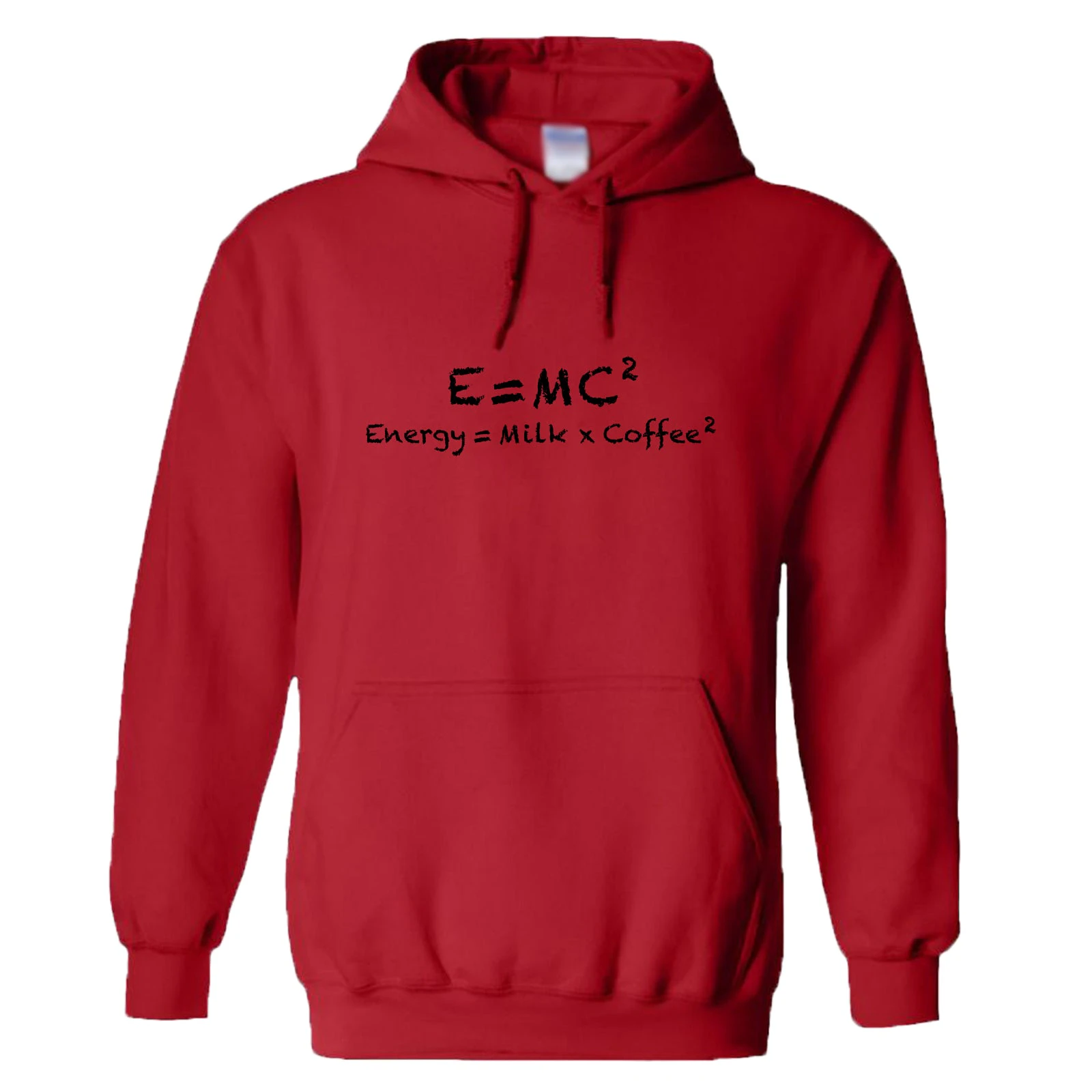 E=mc2 Energy Milk Coffee Funny Einstein Red Hoodie Mens Hooded Sweat Sweater