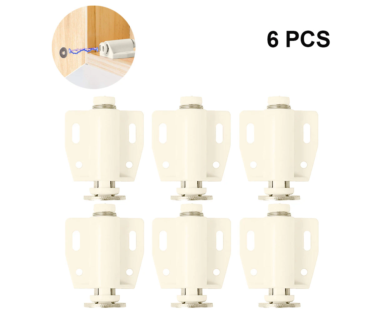 Single head Magnetic Touch Latch, 6 Pack Push Open Cabinet Door Latches and Catches, Push Release Opener Door Magnets - Beige