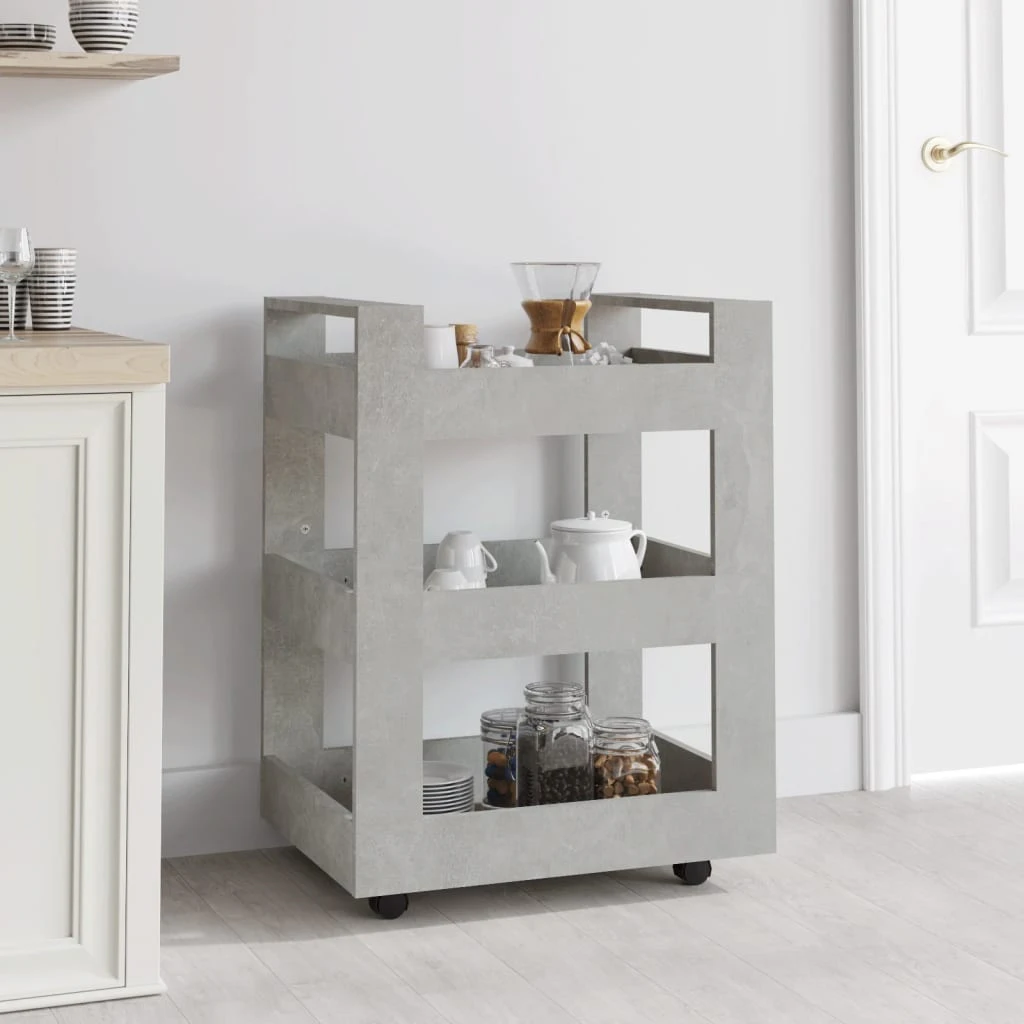 vidaXL Kitchen Trolley Concrete Grey 60x45x80 cm Engineered Wood