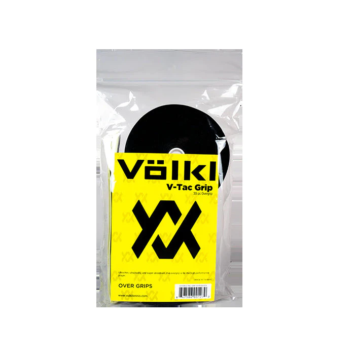 VOLKL V-Tac Overgrip Bulk Tennis Badminton Squash Over Grip - Black (30 Pack)