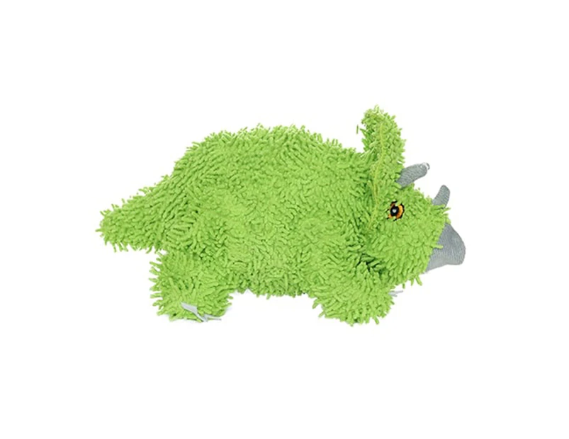 Tuffy Mighty Microfibre Ball Triceratops Plush Dog Squeaker Toy Green Medium