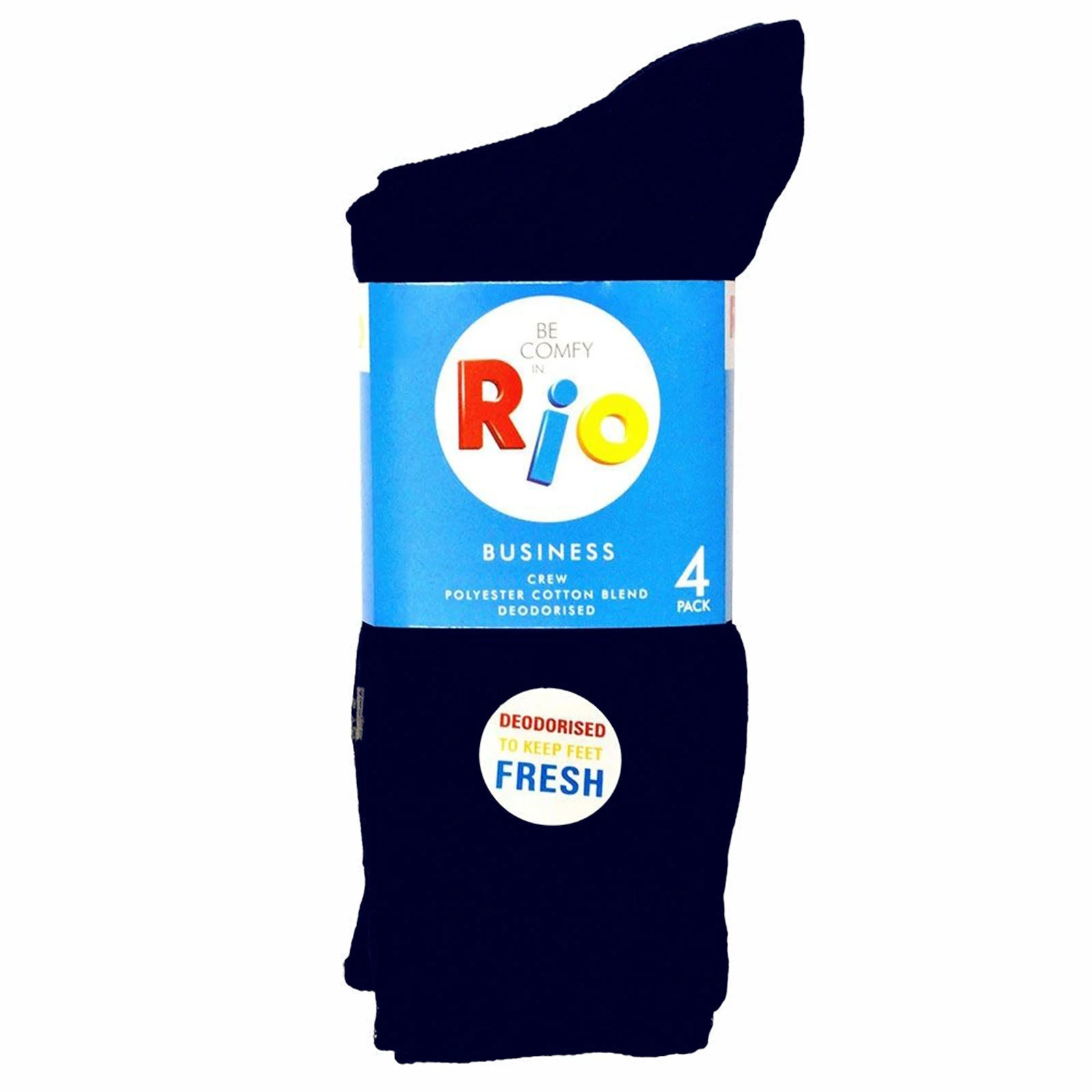 Rio 4 Pack Mens Business Work Crew Cotton Socks S7412W - Navy