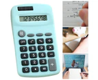 Calculator Fast Response Ultra-thin Large Screen Mini 8 Digit Solar Battery Dual Power Calculator for School-Blue