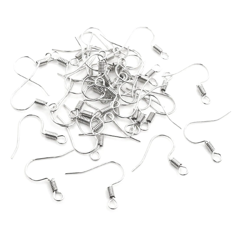 100x Silver Earrings Ear Wire Metal French Shepherd Hook Findings Bulk