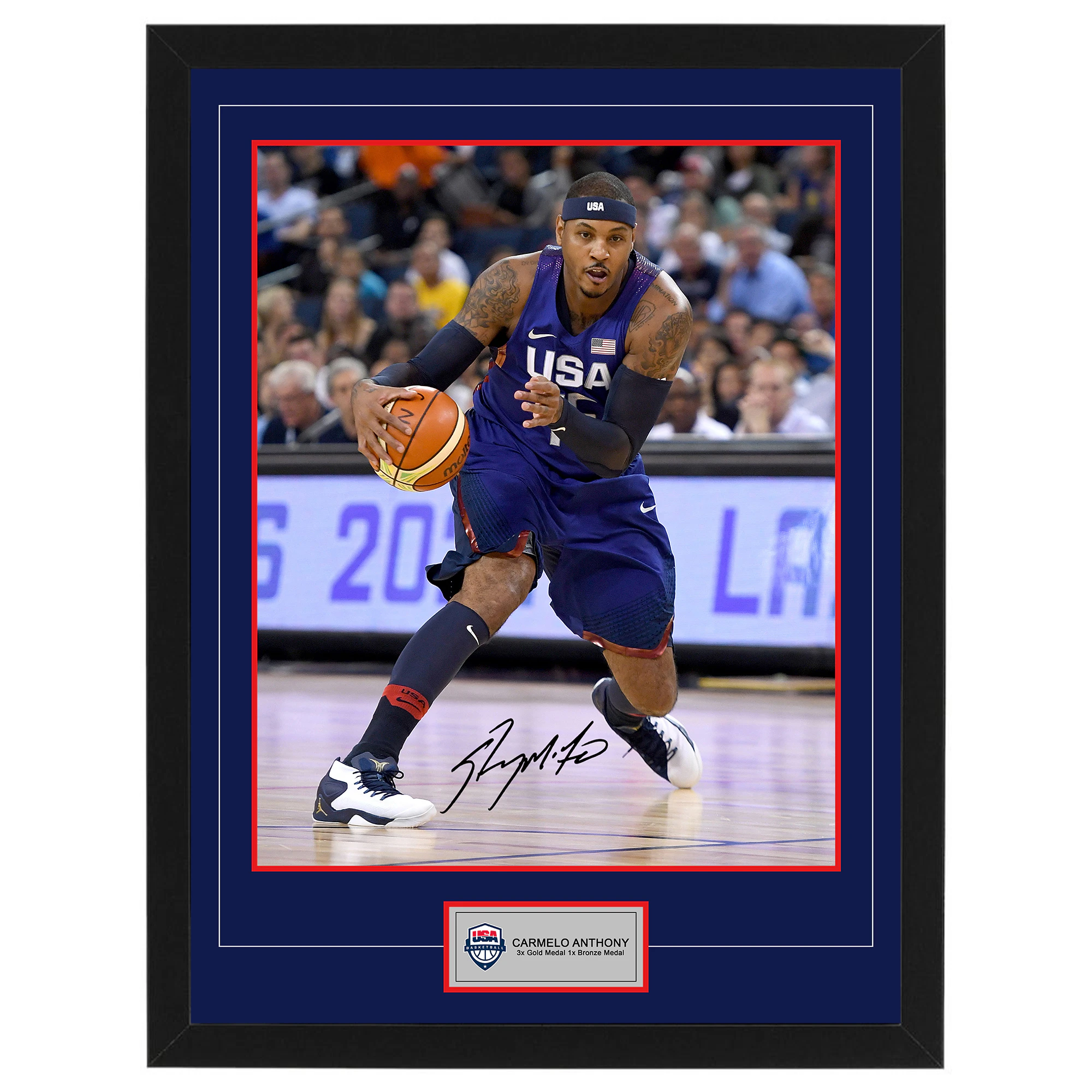 Basketball CARMELO ANTHONY Signed & Framed Team USA 16x20 Photo Display A