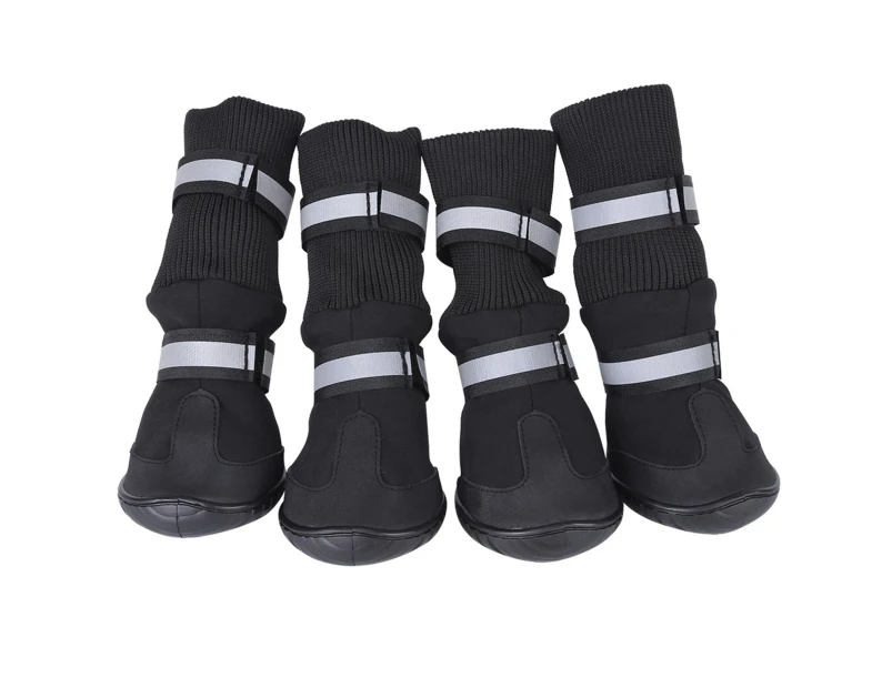 4Pcs Set Waterproof Pet Dog Shoes Anti Slip Protective Boots For Large Dogs black Xl