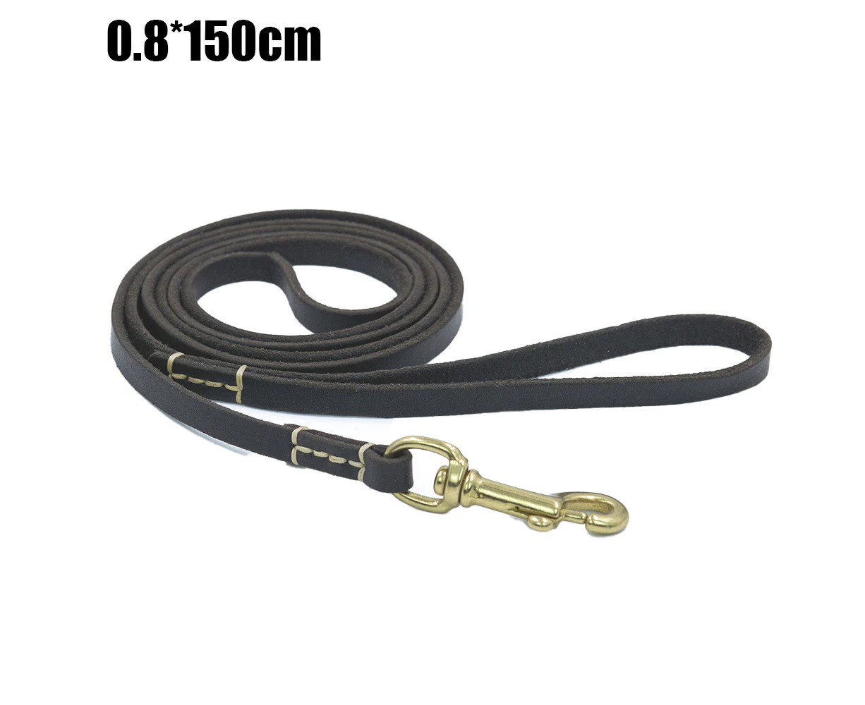 Leather Dog Training Leash Lead for Dogs or General Obedience in The Backyard - Black