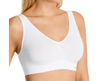 3 Pack Bonds Womens Seamless Wireless Wire Free White Comfy Crop Bra WVLHY Bulk