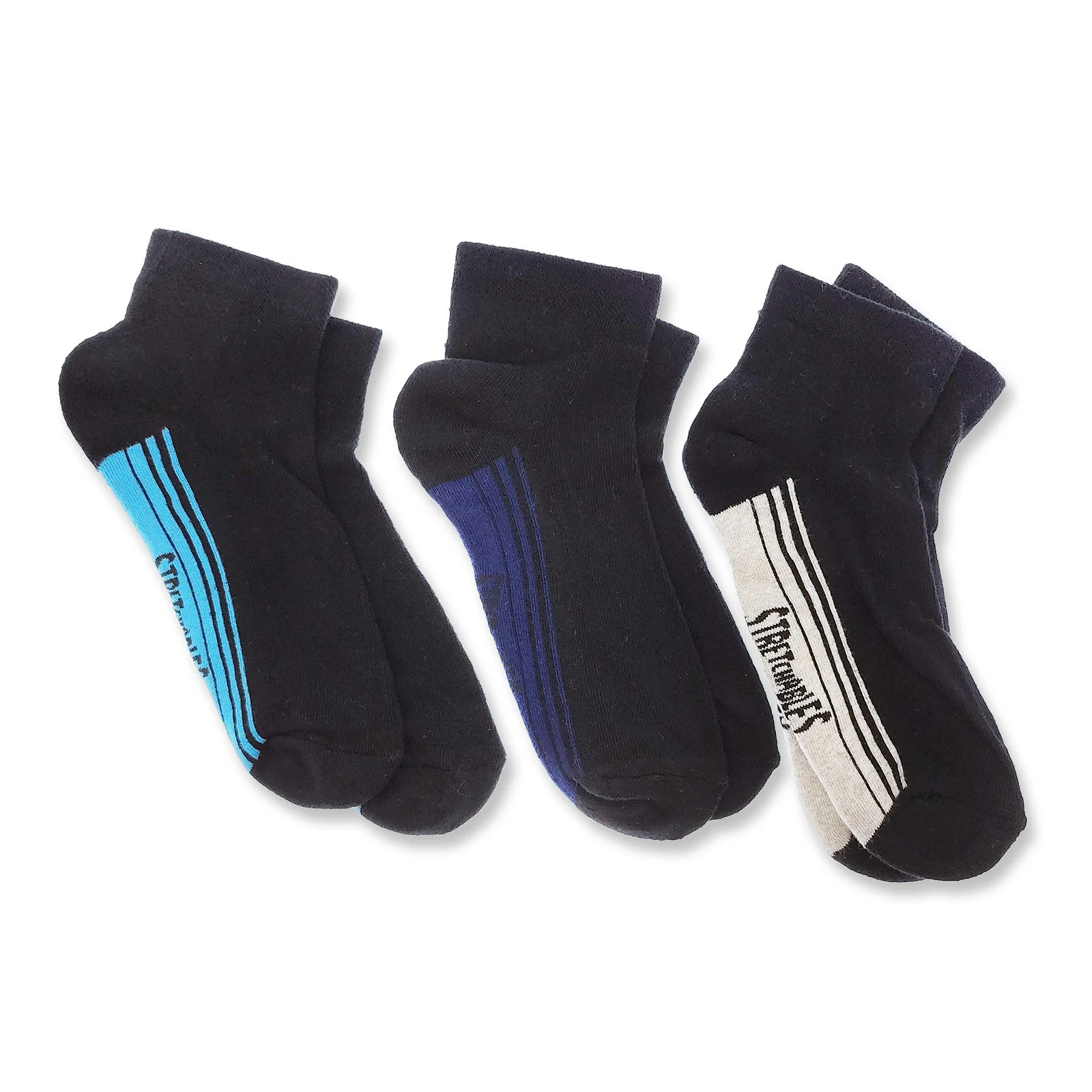 Rio 3 Pack Low Cut Cotton Rich Stretchables Cushion Black Socks