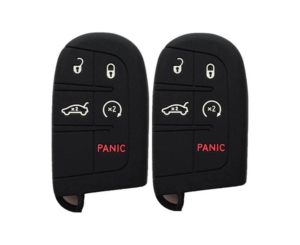 WIWU 2Pcs Smart Key Fob Skin Cover Case for Jeep Fiat Chrysler-Black