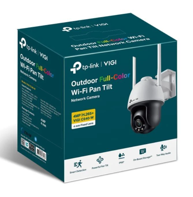 TP-Link VIGI 4MP C540-W(4mm) Outdoor Full-Colour Wi-Fi Pan Tilt Network Camera, 4mm Lens, Smart Detectio,2YW (LD)