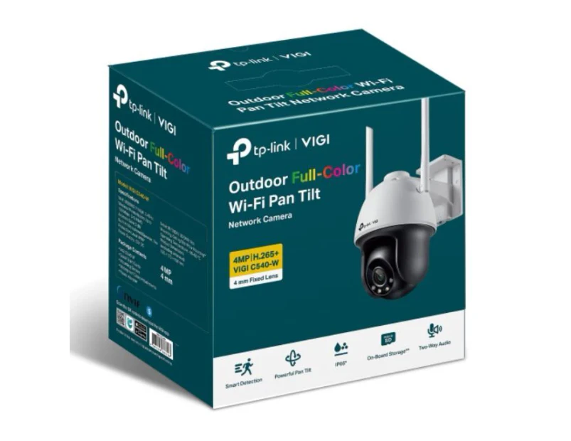 TP-Link VIGI 4MP C540-W(4mm) Outdoor Full-Colour Wi-Fi Pan Tilt Network Camera, 4mm Lens, Smart Detectio,2YW (LD)