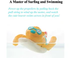 Winmax Baby Bath Toy Cute Wind Up Surfing Beaver for 18 Months+