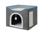 PETSWOL Cat House With Scratch Pad - Cozy Cat Hideout And Lounge For Multi-Cat Households