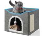 PETSWOL Cat House With Scratch Pad - Cozy Cat Hideout And Lounge For Multi-Cat Households