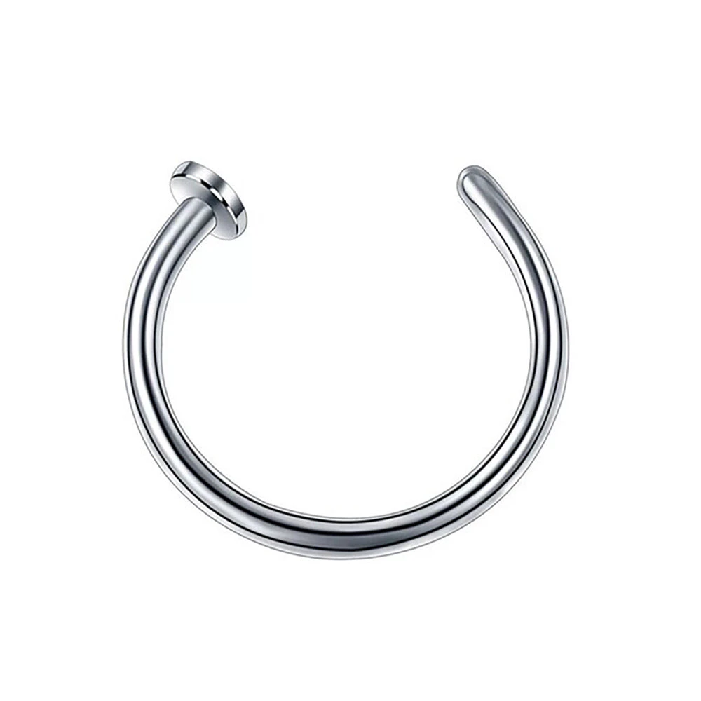 Surgical Steel Open Lip Ear Nose Ring Hoop Small Thin Earrings Body Piercing - Silver