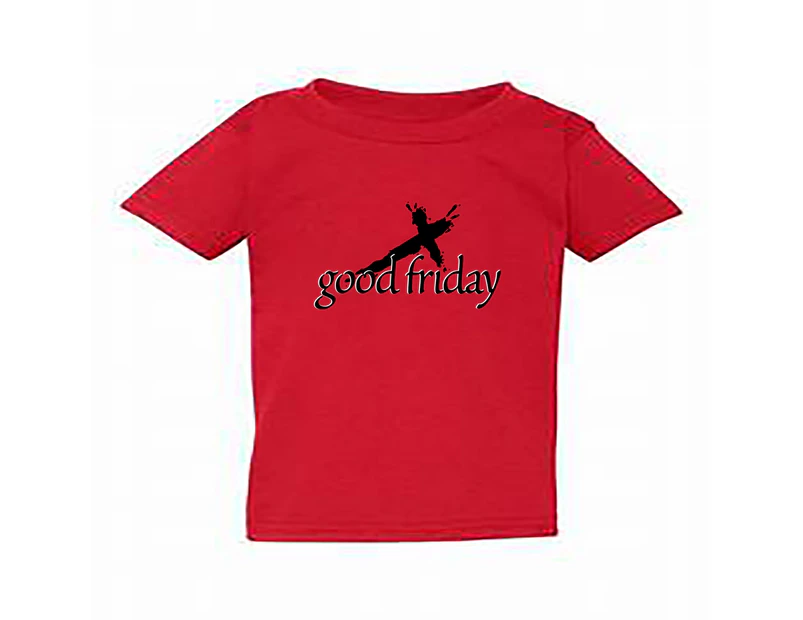 Easter Good Friday Unique Jesus Christian God Cross Boys Girls T Shirt Tee Top - Red