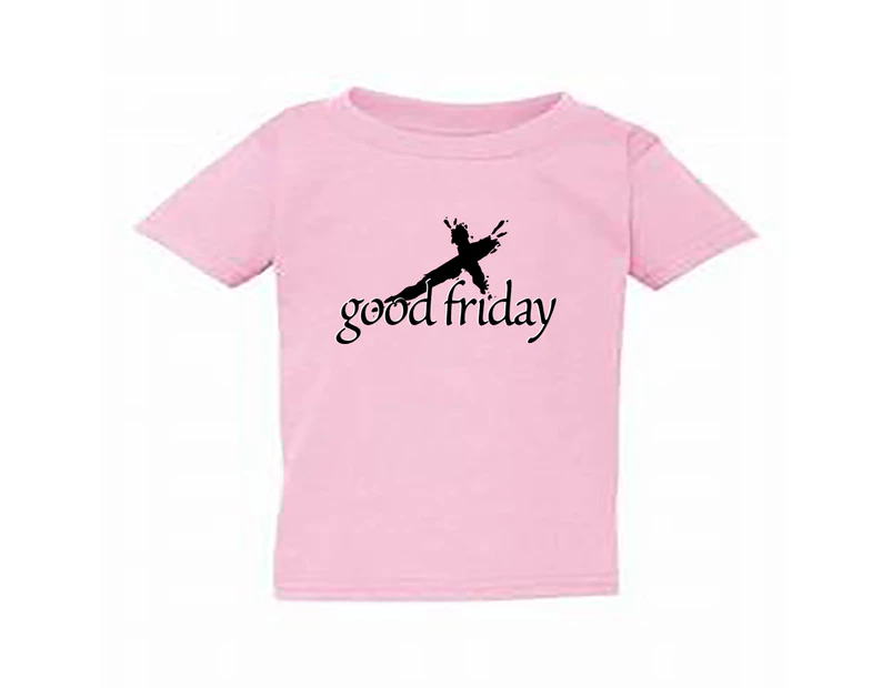Easter Good Friday Unique Jesus Christian God Cross Boys Girls T Shirt Tee Top - Pink