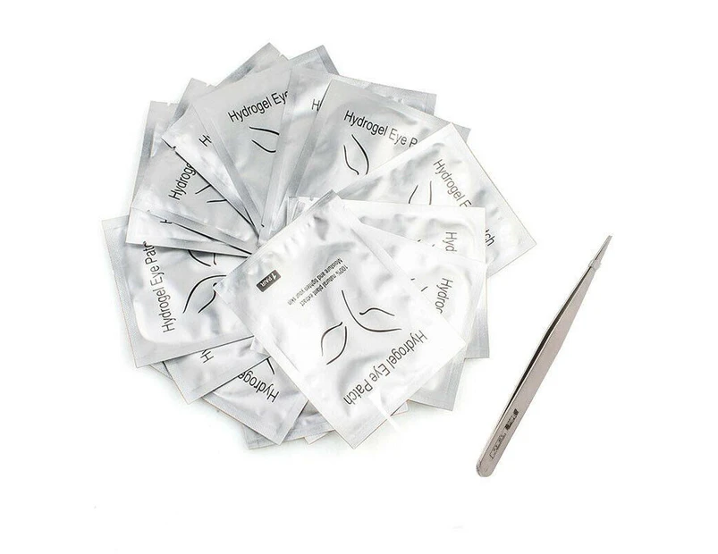 200 Pairs Under Eye Curve Eyelash Pads Gel Patch Lint Free Lash Extension with 1 Tweezer