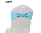 25Pcs Solid Color Soft Chair Bands Stretch Sash with Buckle Wedding Party Decor-Sky Blue