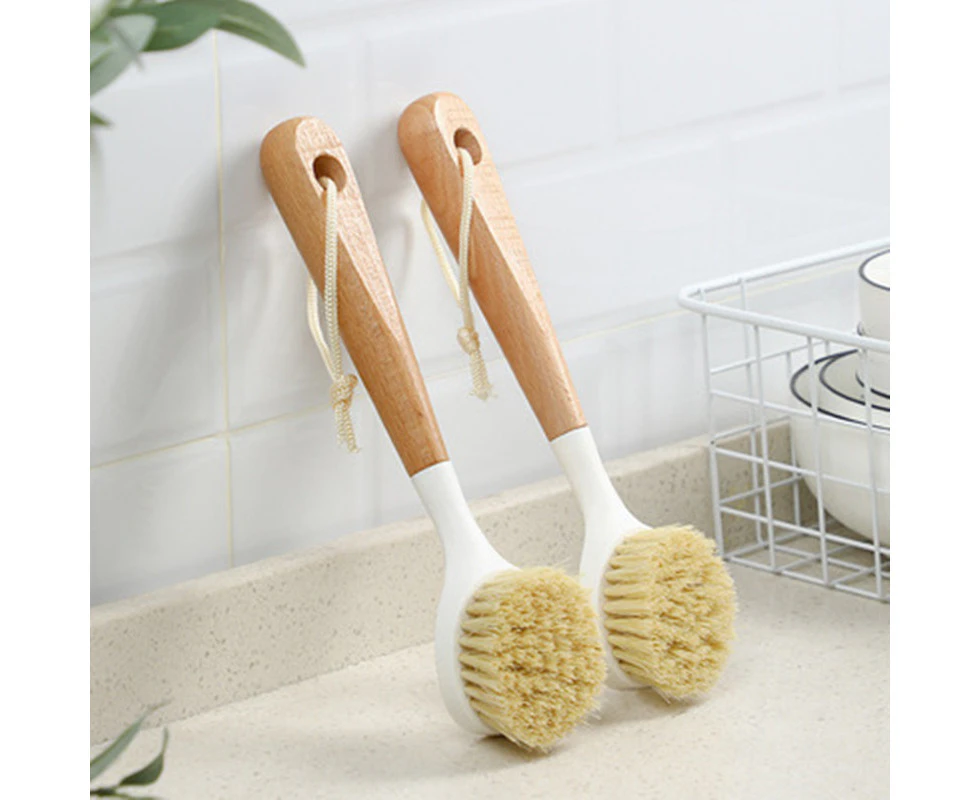 2-Pack Dish Brush, Scrub Brush Cleaner with Wooden Long Handle Good Grip Kitchen Dish Washing Brushes for Pot Pan Plate Cleaning-80 breit * 180 hoch CM