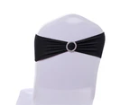 25Pcs Solid Color Soft Chair Bands Stretch Sash with Buckle Wedding Party Decor-Light Pink