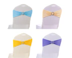 25Pcs Solid Color Soft Chair Bands Stretch Sash with Buckle Wedding Party Decor-Sky Blue