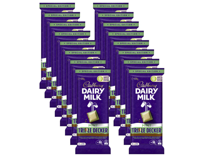 16pc Cadbury Dairy Milk Triple Decker Mint 178g Chocolate Confectionery