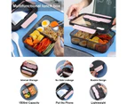 Bento Box Adults Lunch Box and Children ,Takeaway Plastic Lunch Box and Food Storage Box ,Versatile 3 Compartment Bento-Style-1500ML-with Spoon-Blue