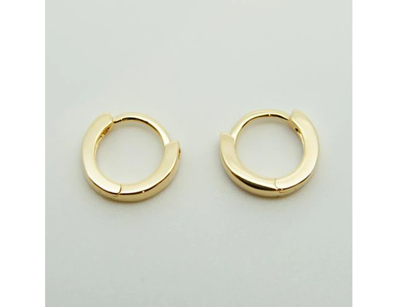 18k Yellow Gold Plated Huggie Hoop 10mm Square Sleeper Earrings