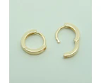 18k Yellow Gold Plated Huggie Hoop 10mm Square Sleeper Earrings