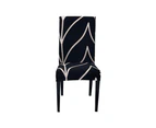 Hyper Cover Stretch Dining Chair Covers with Patterns Black Tone - 6 pcs