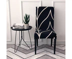 Hyper Cover Stretch Dining Chair Covers with Patterns Black Tone - 6 pcs